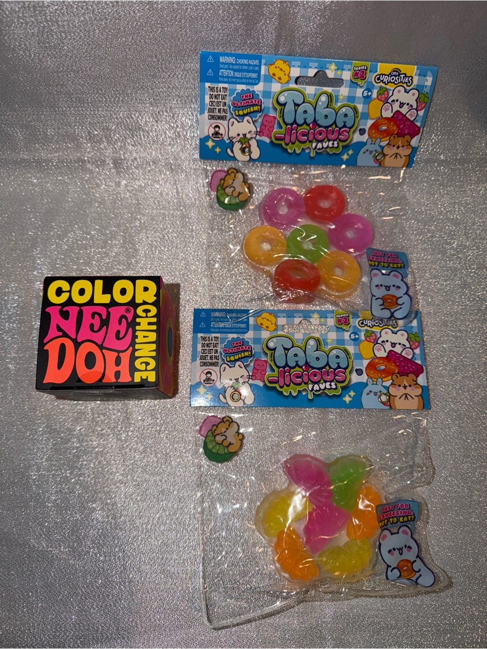 1 NeeDoh Color Change Ball, & 2 Orb Curiosities Faves